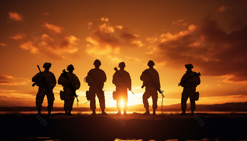 落日夕阳下军人剪影,高清,摄影图,摄影图片,图片大全,摄影图免费下载